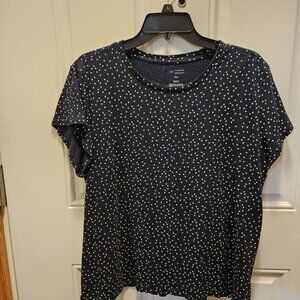 LC Lauren Conrad Women's Short Sleeve Tee Top Sz XXL - Navy Disco Dots